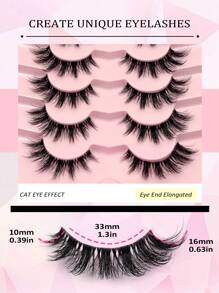 Asiteo 7对装蓬松猫眼假睫毛，透明带假睫毛，卡通风格睫毛，仿貂毛睫毛，自然浓密效果，蓬松短款睫毛延长，适合日常妆容，美妆博主必备，假睫毛