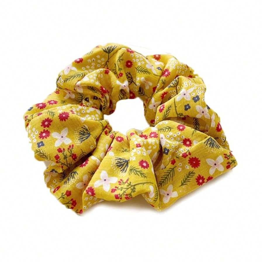 Korean Style Pearl Scrunchies - Fashion Floral Fabric Hair Ties Women - Korean Flower Accessoriesvalentine's Day RFC0 - 8-薑黃 - 查看 1