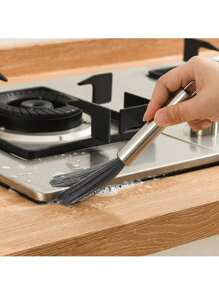 3 件套多用途长柄清洁刷，不锈钢材质，无需电源，适用于客厅、卧室、浴室、厨房、家具 - 中等强度带柄刷