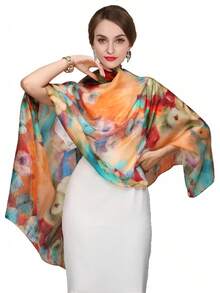 100% Mulberry Silk Scarf For Women Lightweight Long Scarves Beach Wraps Cover Up -Travel Photography Scarfhalloween - .色彩繽紛的花卉粉紅色背景 - 查看 5