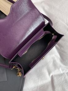 新款时尚女士小方形单肩包，简约时尚单肩斜挎包，带锁扣，百搭通勤腋下包 - Mauve Mist - 查看 11