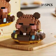 1 可爱水豚成人 14+ 积木，400+ 块，生日礼物，DIY 动物系列积木，桌面装饰，减压，缓解压力，家居收藏装饰，组装玩偶，办公桌面摆件，节日礼物，父亲节礼物，结婚礼物，婚礼装饰，毕业礼物