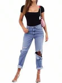 ACME MADE IN CHINA 3-Piece Suplex Bodysuit For Women, Square Neck, Short Sleeve, Thick Fabric - kit3pcs marrom/Off/preto - Xem 8