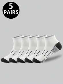 5/10 Pairs Men's Casual Versatile Moisture-Wicking Ankle Socks - Multicolor - View 16