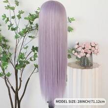 13X6 Platinum White Synthetic Lace Front Wigs 28 Inch Pre Plucked Long Straight Hair Wigs Glueless White Wigs Heat Resistant Fiber Hair Natural Halloween Wigs Platinum Blonde Lace Front Wigs For Women For Daily Christmas Party Cosplay Use - Light Purple - 查看 9