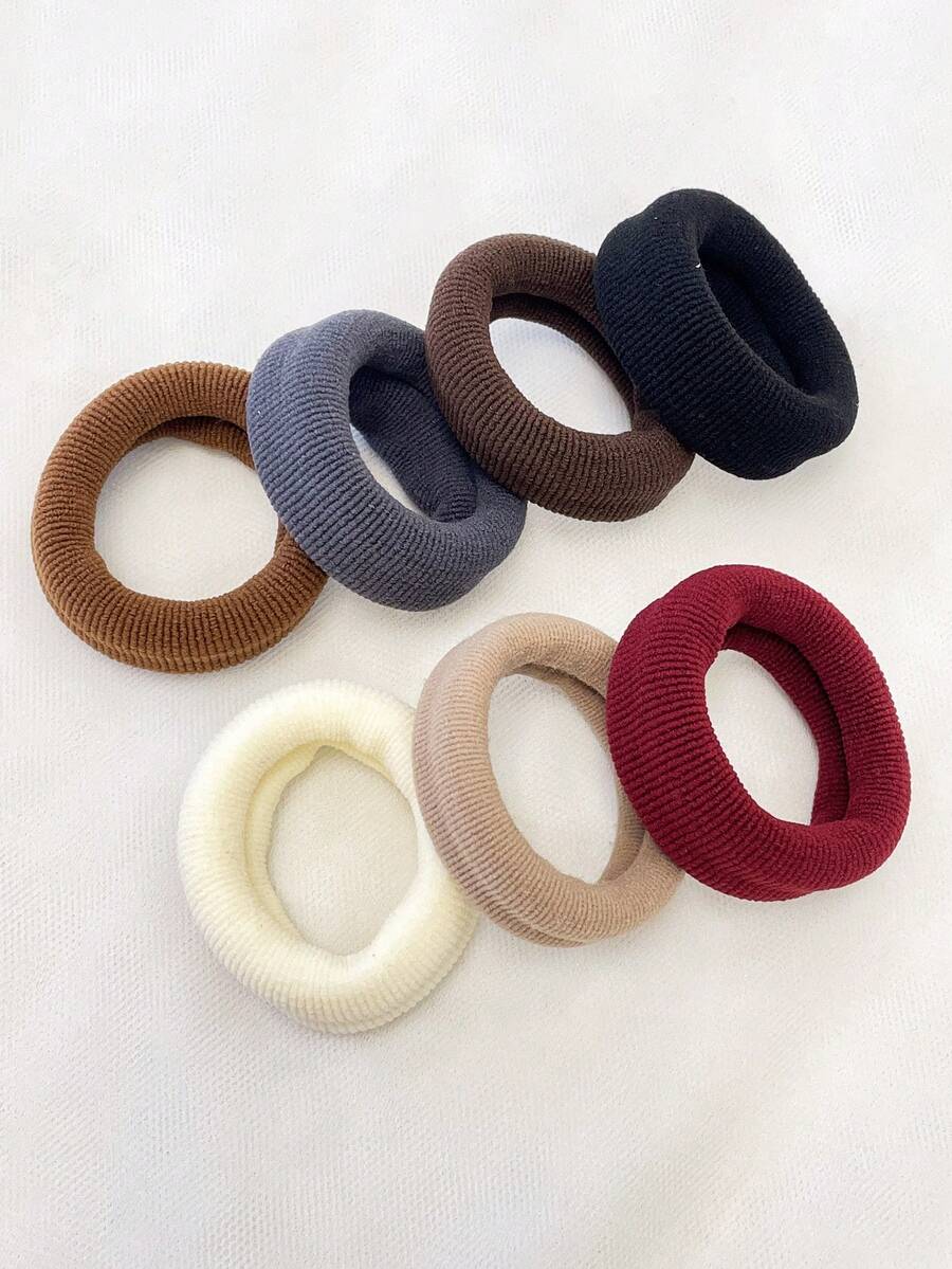 7pcs/Set Simple Elastic Hair Ties, Suitable For Ponytail, Everyday Use, Ponytail Holders, Hair Elastics, Hair Rubber Bands, Scrunchies, Home Beauty Women Accessory Gifts ,Gym Sport Outfit