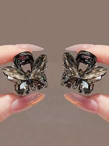 女士合金水钻水晶花朵发爪夹，优雅奢华发饰，浪漫迷人发夹，适合盘发，日常工作及派对妆容，秋冬度假必备夏季配饰 - 彩色 - 查看 9