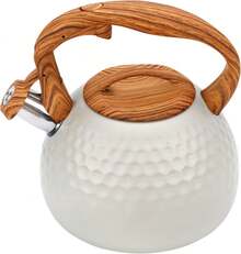 Tetera de Té de Acero Inoxidable Grande con Silbato - Capacidad de 3L/101.44oz, Base de Calentamiento Rápido, Construcción Duradera, Versátil para Todas las Fuentes de Calor - Beis - Ver 1