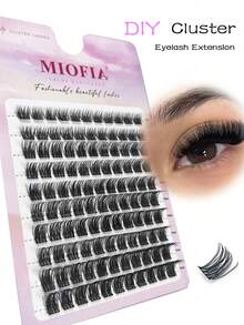 110pcs D-Curl Fluffy Natural Eyelash Clusters, 3D Volumizing Eyelash Extensions, 8-14mm Length, Cluster Lashes For DIY Eyelash Extension, Natural Makeup Effect - 黑色 - 查看 9