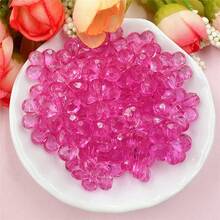50/100Pcs 14mm Multicolor Spacer Loose Beads With Hole Flower Shape Handmade Material - Hot Pink - View 2