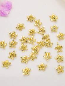 Beautizon Nailartlab 20Pcs 3D Turtle Nail Art Accessories, DIY Art Cute Gold And Silver Mixed Color Turtle Shape Design Wearable Nail Decoration Accessories, Essential Accessories For Girls' Salon Nail Art