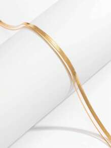 1pc Minimalist Fashion Double-Layer Snake Chain & Cleaver Chain Belly Chain, Suitable For Beach Resort Ladies - As Shown - View 4