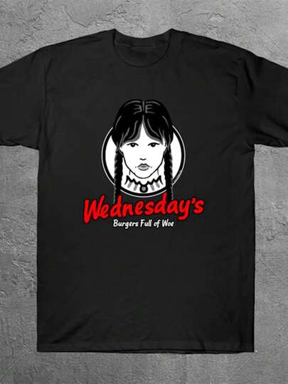 Camiseta vintage inspirada en Wednesday Addams - "Cada miércoles es igual para mí" camiseta retro de película - 100% algodón suave camiseta de cuello redondo - tallas unisex S-3XL - gráfico de cara dramática - para fanáticos de  y amantes de la comedia oscura, ropa casual de calle, diseño humorístico, impresión duradera