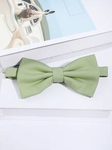 1pc Men's Fashion Simple Solid Color Bow Tie, Versatile For School, Stage, Hosting, Pairing With Dress Shirts - A - View 3