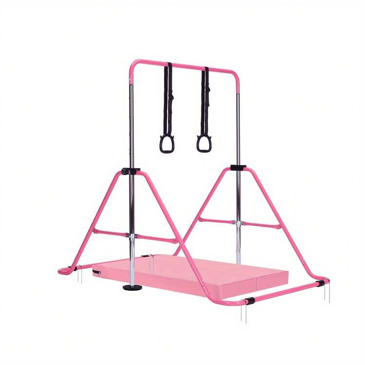 Shoze Gymnastics Bar Adjustable Gymnastics Bar Training Bar Gymnastics Equipment Gymnastics Bars For Home With Gymnastics Grips Wristbands Ground Nail Exercise Mat - Green with Mat - View 5