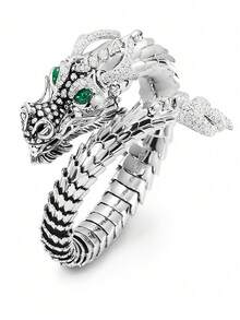 Silver Dragon Ring Punk Adjustable Gothic Vintage - Silver - View 1
