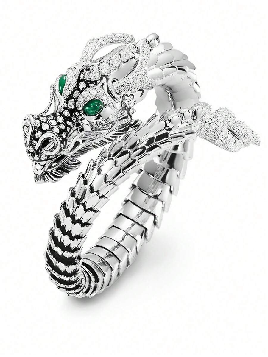 Silver Dragon Ring Punk Adjustable Gothic Vintage - Silver - View 1