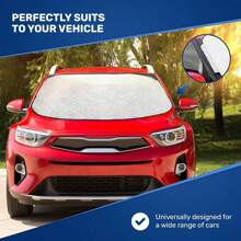 1件加厚汽车挡风玻璃罩 - 冬季挡风玻璃保护罩，防霜防雪，超厚防水防风，四季通用防冰罩，适用于轿车、SUV和卡车