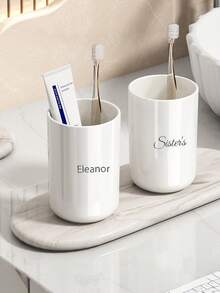 Individualisierter einfacher Kunststoff Reinigungsbecher in reinem Weiß, Zahnputzbecher, Wasserglas, Haushaltszahnputzbecher, Zahnbürstenhalter, tragbarer Reise-Zahnputzbecher für Paar, individualisierter Reinigungsbecher für Zuhause, Studentenwohnheim Reinigungsbecher, individualisierter Getränkebecher