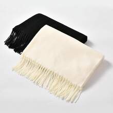 Bufandas para Mujeres, Bufanda de Invierno, Chales y Envolturas Clásicas de Pashmina, Bufandas con Sensación de Cachemira para Mujeres, Bufandas Largas - Crema blanca - Ver 6