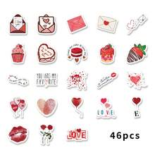 46pcs (23*2) Romantic Expression Self-Adhesive Stickers, Simple Style Yet Elegant Decorative Stickers. Suitable For Couples To Decorate Photo Albums, Diaries, Cups, Laptops And Phones To Express Their Love Scrapbook Supplies Funny Stickers Laptop Stickers Kindle Phone Stickers - Multicolor - View 3