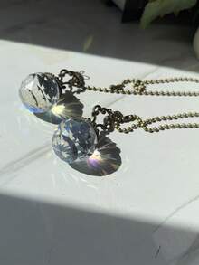 1pc Ab Crystal Pendant Lighting Fixture Fan Pull Chain Ball Shaped European Style Ceiling Fan Decoration,Home Decor ,Room Decor,Wall Decor Gifts Birthday Graduation - Multicolor - View 5