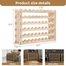 54 Bottle Stackable Wine Rack, 6-Tier Freestanding Modular 54-Wine Bottle Storage Display Shelf, Wine Bottle Rack For Kitchen, Pantry, Cellar, Natural Wood - Beige - View 7