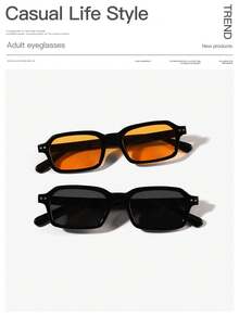 2 PCS Men's Acrylic Casual Rectangular Affordable Fashion Glasses For Vacation Outings And Outfits - 彩色 - 查看 14