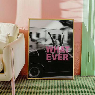 1pc Y2K Fashion Black & White Print Canvas Wall Art Poster, Stylish & Cool Girl Aesthetic Decor, Suitable For Living Room, Apartment, Teen's Room, Dorm, Gift For Her, Frameless Or Framed Option