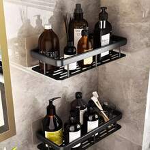 Kệ phòng tắm tự dính bằng kim loại màu đen - Giá đựng đồ treo tường chống gỉ, thích hợp cho nhà bếp và phòng tắm, dễ dàng lắp đặt. - Nhiều màu - Xem 4