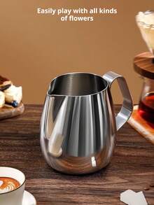 1pc New Thickened Stainless Steel Milk Frothing Pitcher, Milk Steaming Pitcher 350ml/450ml, Latte Art Pitcher, Milk Frother, Coffee Accessories, Modern Minimalist Stainless Steel Milk Frother Pitcher