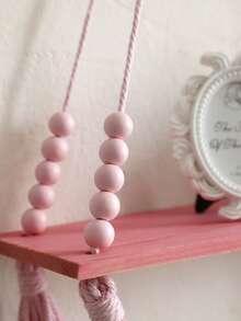 1Pc/2Pcs Bohemian Pink Hanging Shelf With Tassels And Beads, Decorative Wood Wall Mounted Floating Shelf For Bedroom, Living Room – Cute Boho Organizer For Small Plants, Toys, And Accessories, Macrame Wall Hanging Shelf - Boho Wood Wall Shelves With Wood Beads, Farmhouse Floating Shelf Rustic Hanging Plant Shelf For Bedroom Living Room Preppy Room Decor - Hồng - Xem 7