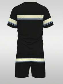 Bộ đồ thể thao mùa hè dành cho nam, gồm áo thun cổ tròn và quần short dệt kim bằng polyester, nhẹ và thoáng khí. Màu trơn, thích hợp cho tập luyện, giải trí, du lịch và làm quà tặng cho bạn bè. - Nhiều màu - Xem 2