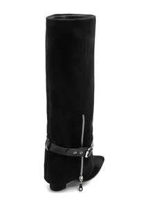 Bottes Haute Femme à Bout Pointu Avec Ceinture Décorative – Look Western Chic And Contemporain - Black - 1 - View 5