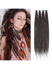 18/24 Inch 40 Strands Dreadlock Hair Extensions,Synthetic Hippie Single Ended Handmade Dreads,Thin 0.6cm Width Straight Reggae Style Dreadlocks For Woman - 咖啡棕 - 查看 1