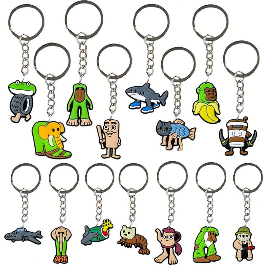 Set de 15 llaveros con temática de personajes de dibujos animados con mosquetón, regalo para fans de películas, amantes de Geta, cumpleaños, San Valentín, Navidad, fiestas de Halloween - Multicolor - Ver 1