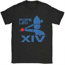 Men T-Shirt Da Pope Leo XIV Baseball T-Shirts Popular  Summer Tee Shirt Awesome Casual Pure Cotton Tops Gift - 黑色 - 查看 1