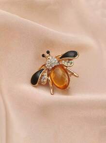 1 pieza Broche de abeja de cristal para mujer, accesorios de moda personalizados, insignia de solapa de lujo ligera para traje, vestido, accesorios, encanto para ropa, bolso, escuela, oficina, camisas, chaquetas, joyería, Navidad, Halloween