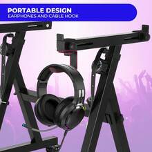 GCCSJ Piano Keyboard Stand And Bench Set,Adjustable Keyboard Stand,Portable Piano Stand,Piano Keyboard Stand & Bench Set - Adjustable 54-88 Key Electric Piano Stand With Wheels & Headphone Holder | Portable Keyboard Stand For Home, Studio & Stage Performances | Sturdy X-Frame Design With Quick-Release Lock - 黑色 - 查看 6