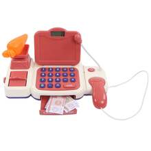Simulación de juguete de caja de efectivo multifuncional Play Cashier Toy con micrófono - Rojo y blanco - Ver 7