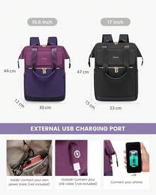 LOVEVOOK Laptop Backpack Women Work Laptop Bag With USB Port - Light Grey & Pink - View 8