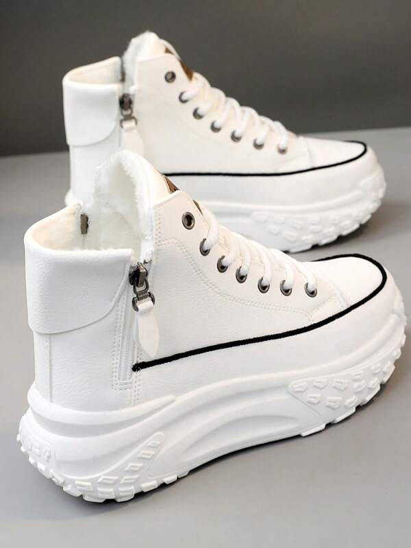 1 Pair Women's Mid-Calf Round Toe Snow Boots, Thick Thermal Lined For Comfort And Warmth, Thick Sole For Anti-Slip And Height Increase, Essential For Winter, 2025 New Winter Collection