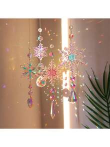 4 قطع زينة كريستالية بشكل نجوم الثلج، مناسبة لتزيين أشجار في فصل الشتاء، قلادات نجوم الثلج الكريستالية، مناسبة لحفلات عيد الميلاد والأعياد السنوية والهدايا (طراز أنيق، متعدد الألوان)