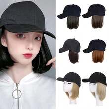 12 Zoll Baseball Cap Perücke, synthetische Perückenkappe, Damen hitzebeständige Faser Kurzhaarperücke mit Wellen, geeignet für den täglichen Gebrauch, Halloween - Verschiedenfarbig - Übersicht 2