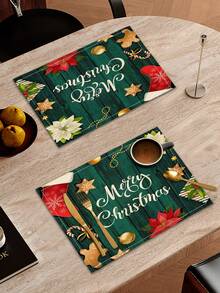 1/2/4/6/8 Stücke digital bedruckte Tischsets, Weihnachts-Tischsets als Tischdekor, geeignet für den täglichen Gebrauch, Feste, Partys, Geburtstage, Hochzeiten, Abendessen, Küchen- und Esszimmer-Dekoration Zuhause