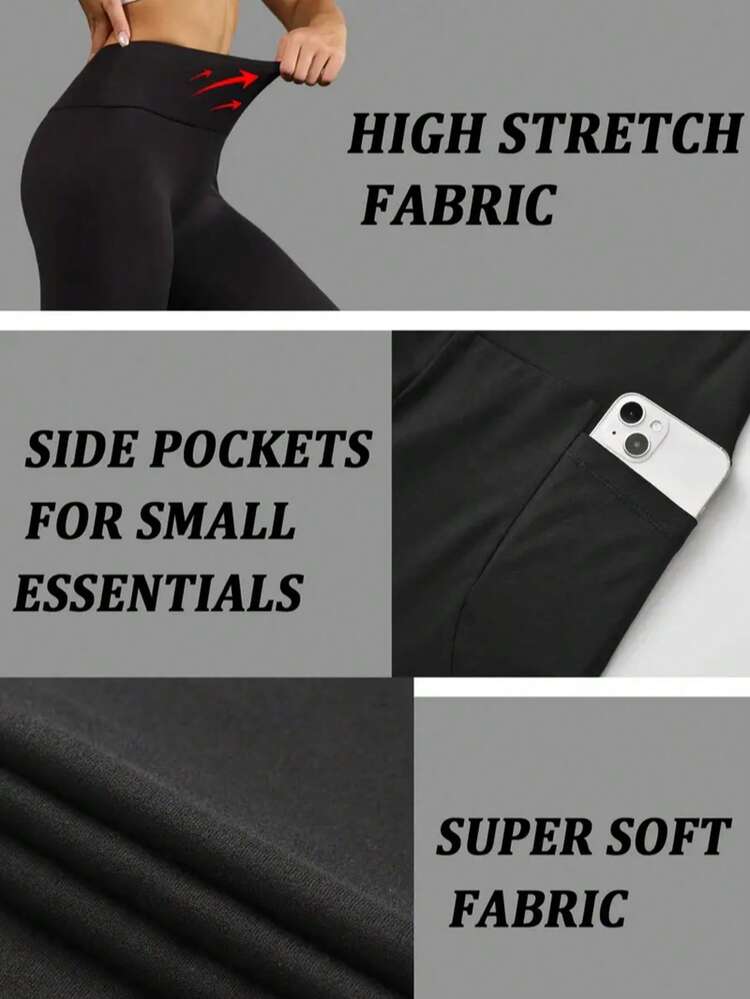 5 Pack Women's Biker Shorts With Pockets,High Waisted Tummy Control,Super Soft,Workout Running Yoga Athletic Shorts,For Gym Yoga Running Summer Clothes,Medium Stretch, Solid Color, All-Season - 5PCS - 查看 4