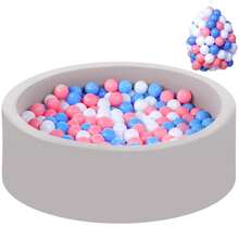 Foam Ball Pit For Toddlers - Soft Memory Sponge Baby Playpen For Indoor & Outdoor Fun - Kids Play Ball Pool - Ideal Gift For Boys & Girls - Xám nhạt với 100 quả bóng PinkWhiteBlue - Xem 10