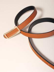 1pc Reversible PU Leather Belt, Minimalist Versatile Skinny Waist Belt Summer, School Fall, Autumn, Halloween - Multicolor - View 5