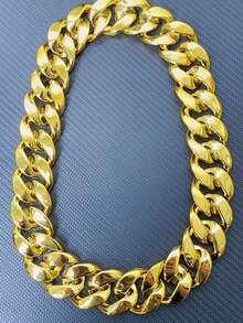 1pc Men's Oversized Faux Gold Chain Necklace, Hip Hop Prop Necklace, Exaggerated Thick Necklace