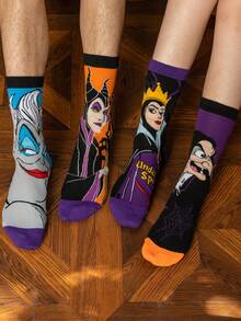 Disney 1/4 双正版反派角色袜子，卡通圣诞新年礼物袜子，创意趣味袜子